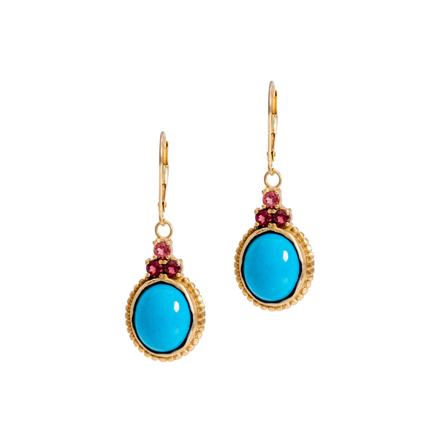 Sleeping Beauty Turquoise & Rhodolite Garnet Earrings - Susanne Siegel