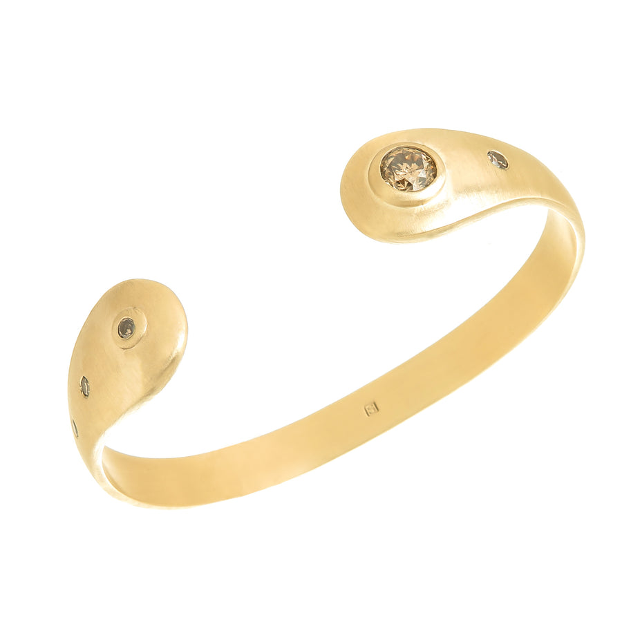 Diamond and Gold Torque Bangle Bracelet Custom Designed Heirloom Jewelry by Susanne Siegel.