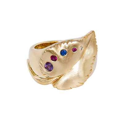 14k Gold Heirloom Birthstone Ring Custom Designed Heirloom Jewelry by Susanne Siegel.
