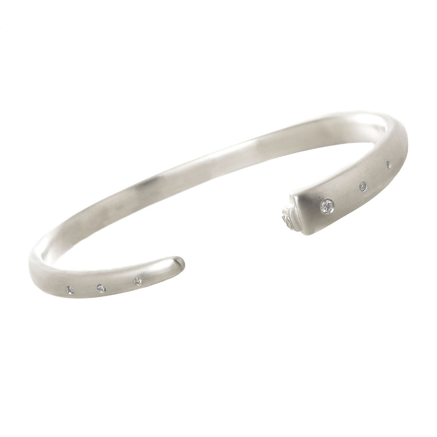 Sterling Silver and Diamond Torque Bangle Bracelet Custom Designed Heirloom Jewelry by Susanne Siegel.