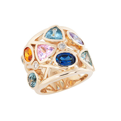 Multi Colored gemstone Custom Designed Heirloom Jewelry by Susanne Siegel.